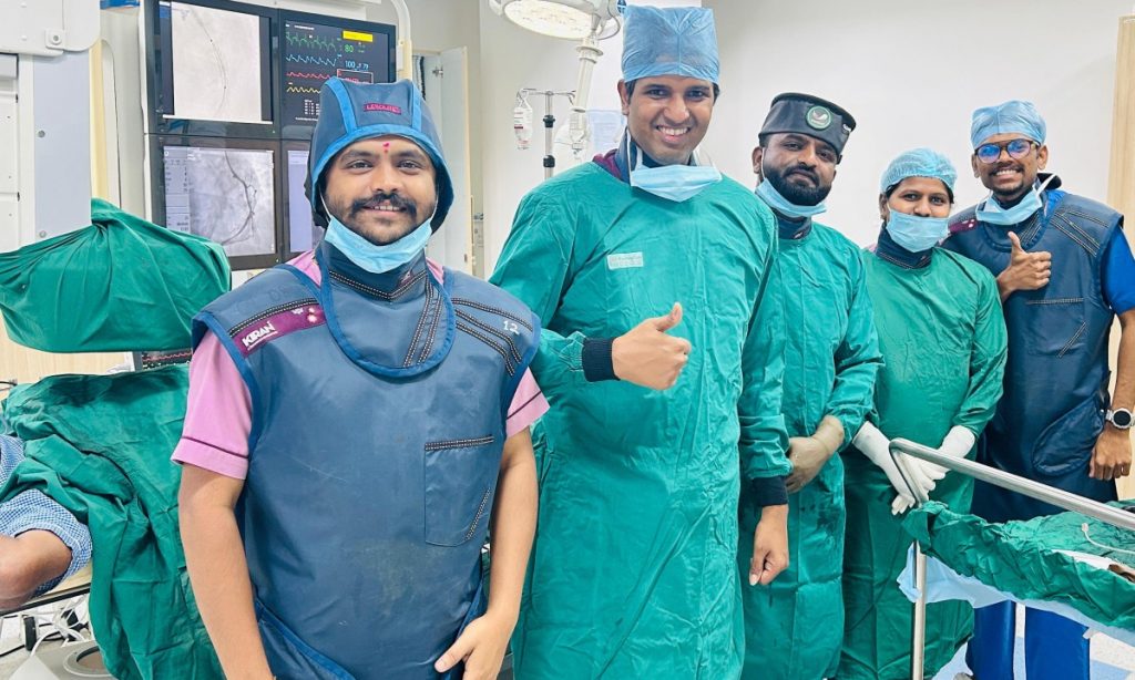 Dr. Shahabaz 2nd from left. Perfomred angioplasty on right side of the heart