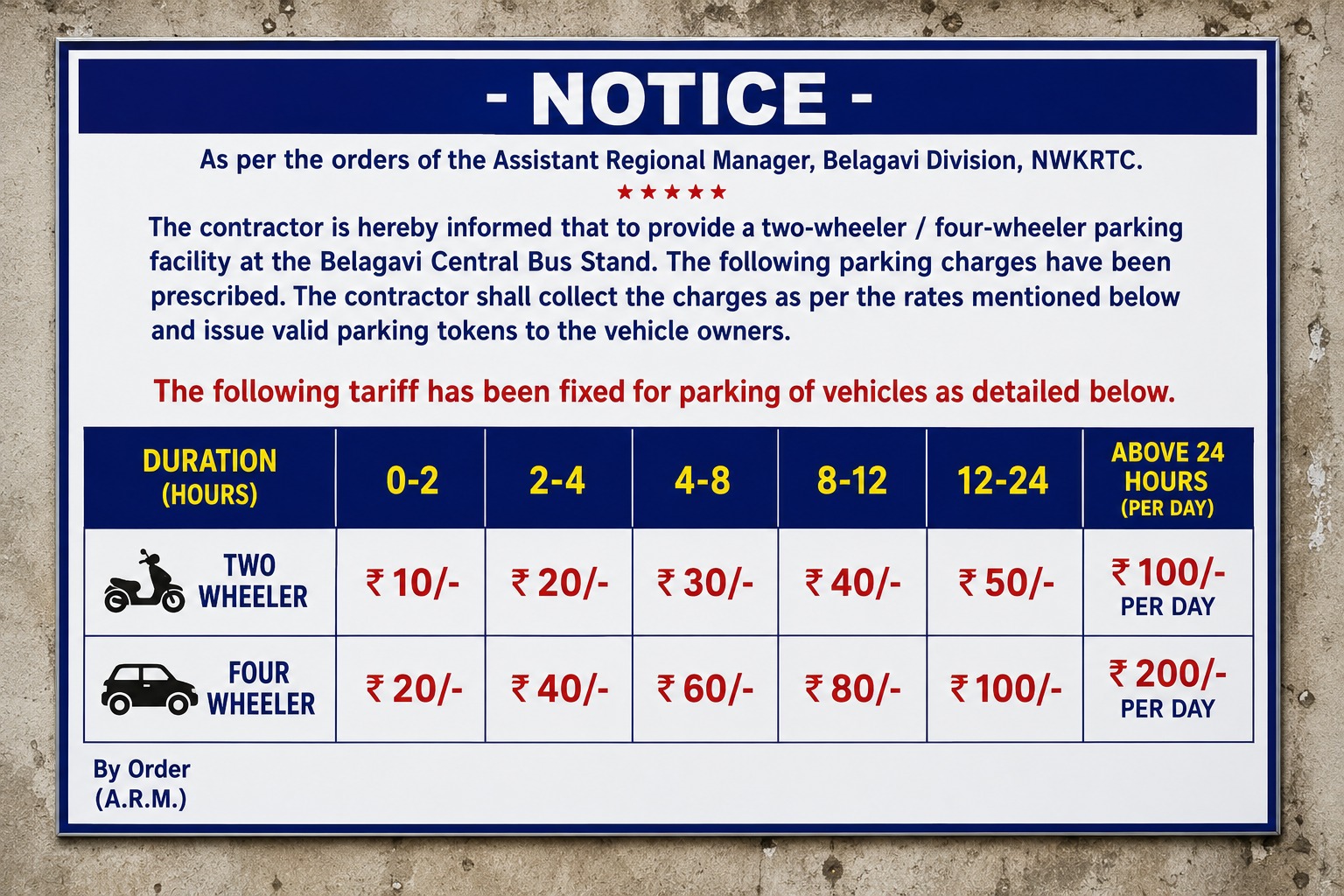 cbt belagavi parking